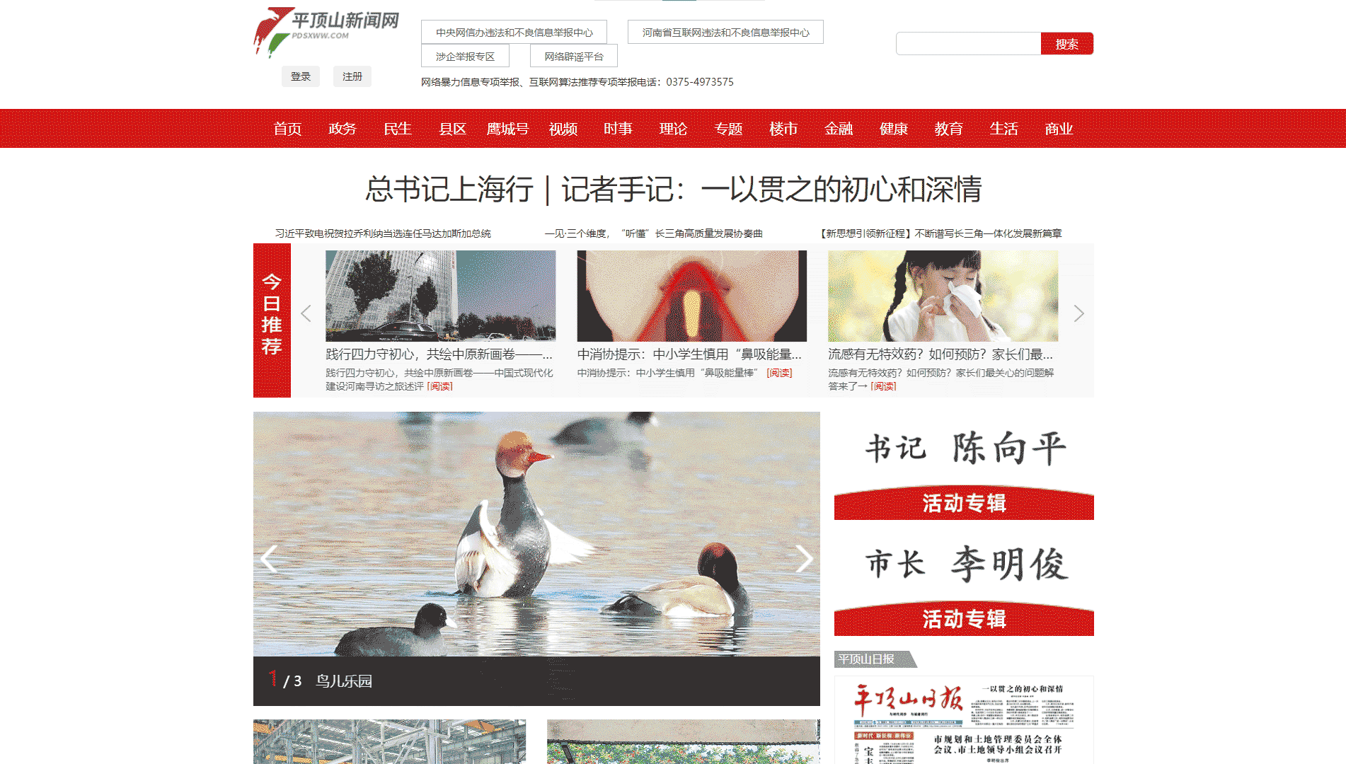 平顶山新闻网网站首屏快照
