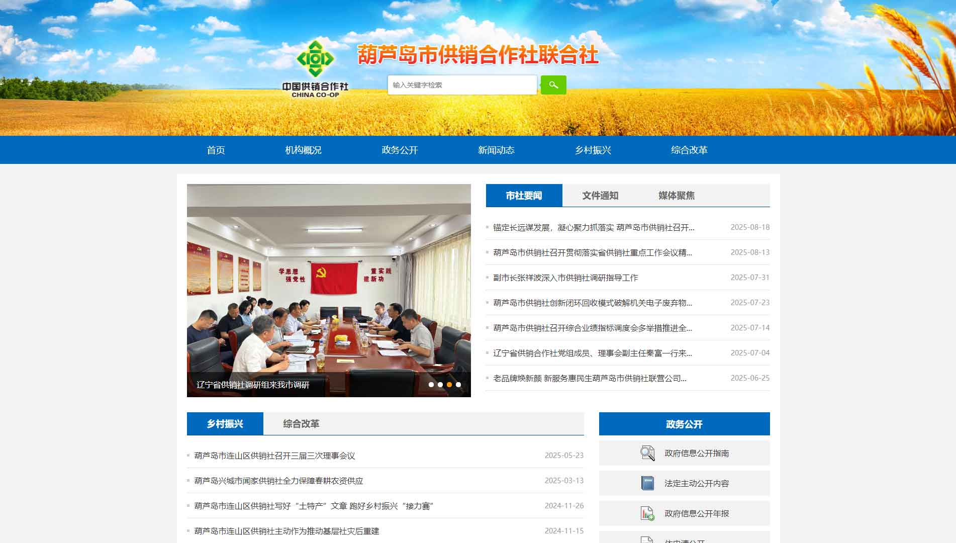 点击查看葫芦岛市供销社网站首屏快照大图 葫芦岛市供销社网站首屏快照