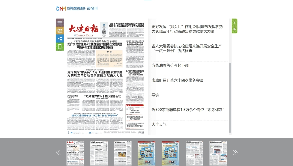 大连日报网站首屏快照