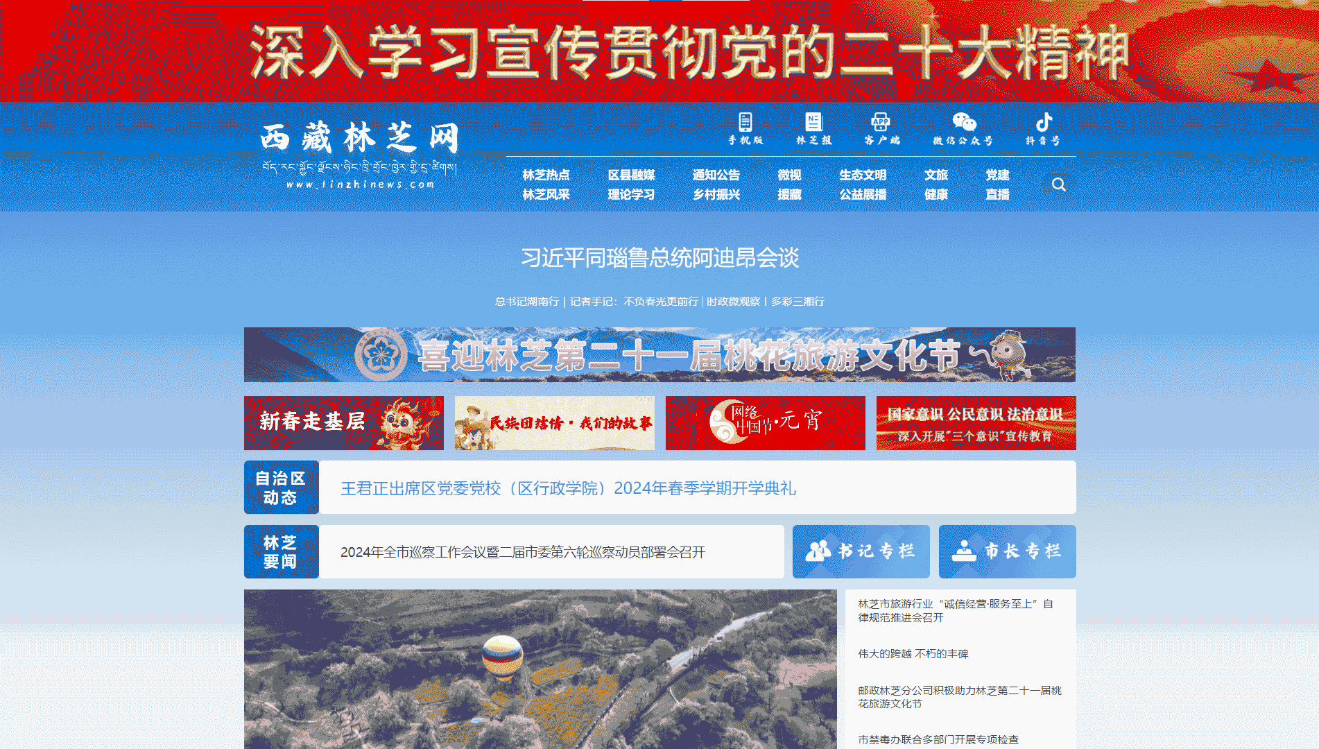 西藏林芝网网站首屏快照