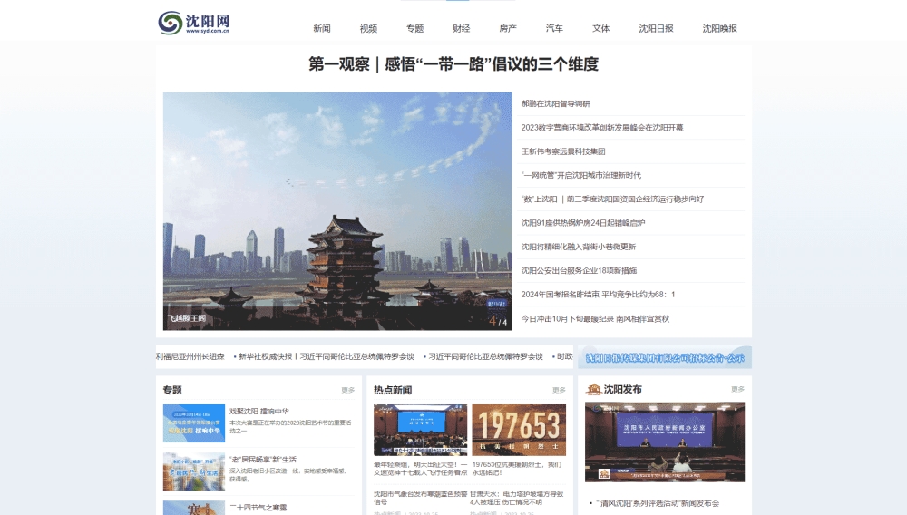 沈阳网网站首屏快照