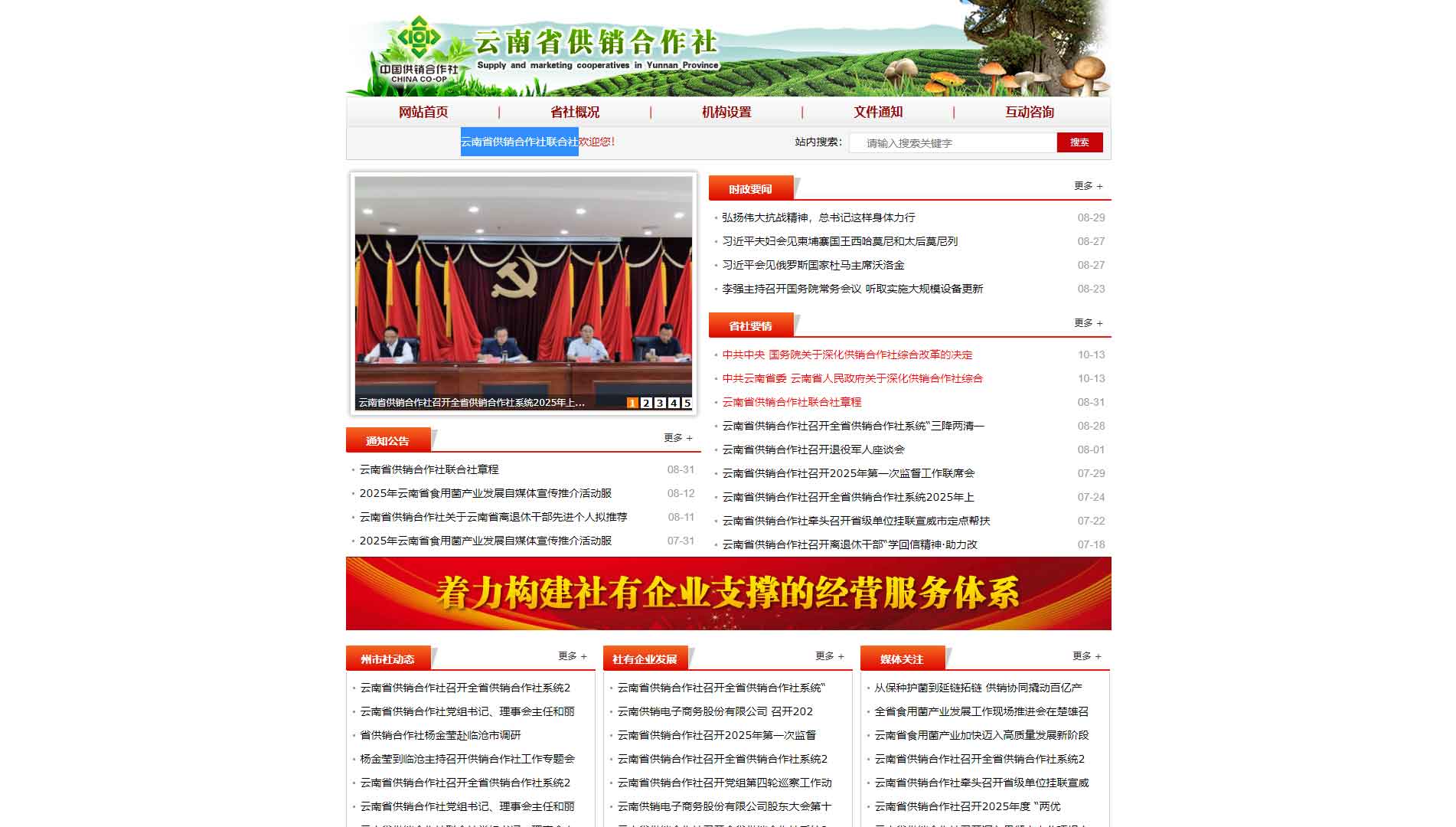 点击查看云南省供销社网站首屏快照大图 云南省供销社网站首屏快照