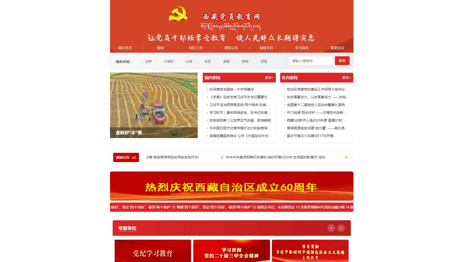 点击查看中共西藏自治区委员会组织部网站首屏快照大图 中共西藏自治区委员会组织部网站首屏快照
