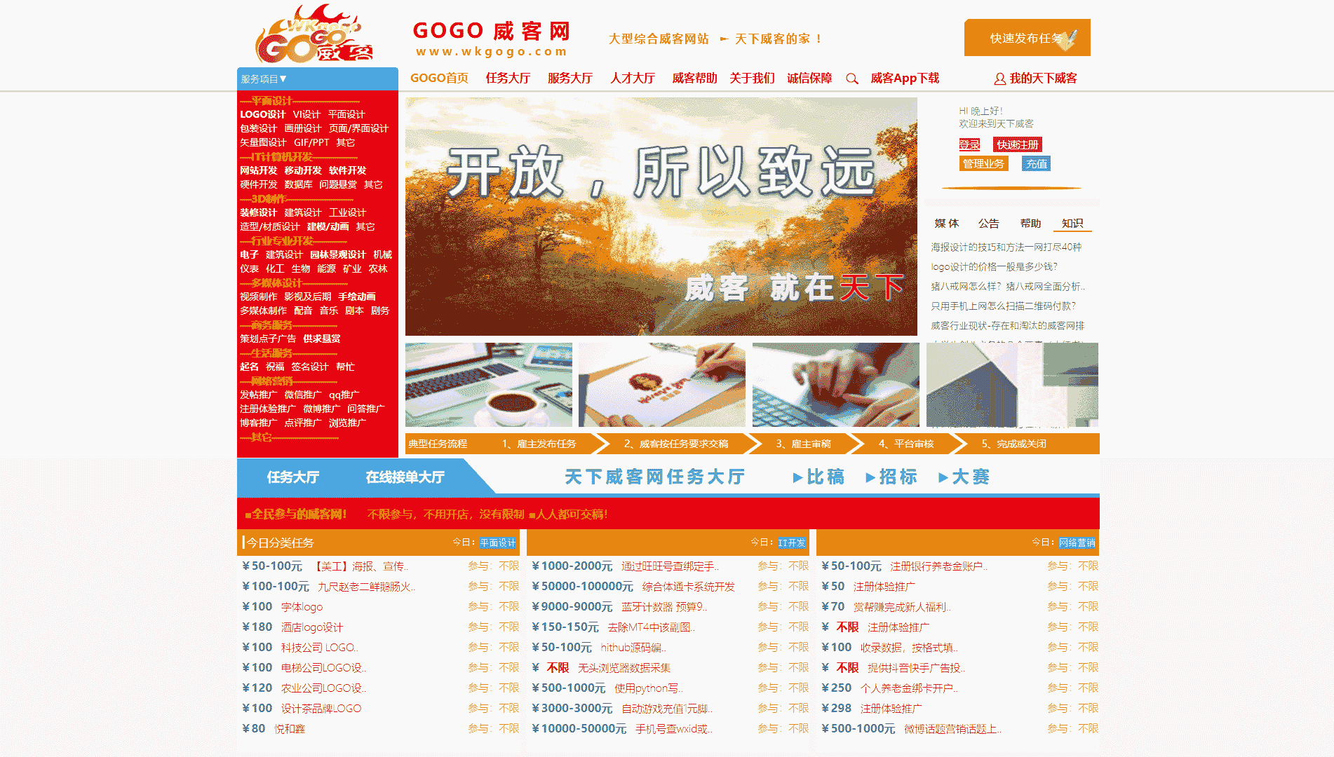 威客网网站首屏快照