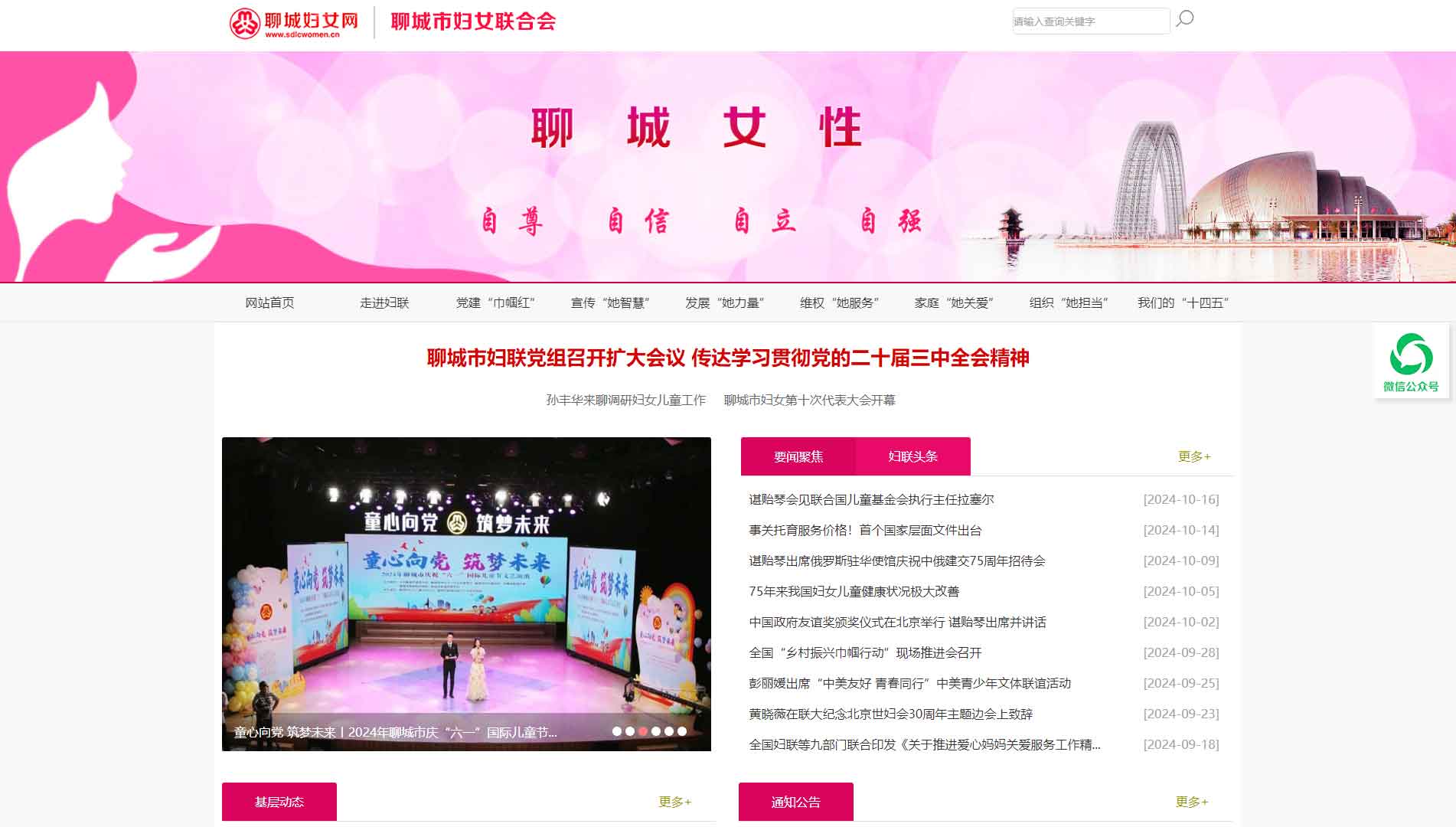 点击查看聊城市妇联网站首屏快照大图 聊城市妇联网站首屏快照