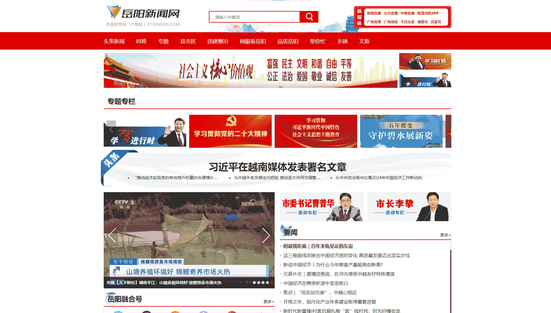 点击查看岳阳新闻网网站首屏快照大图 岳阳新闻网网站首屏快照