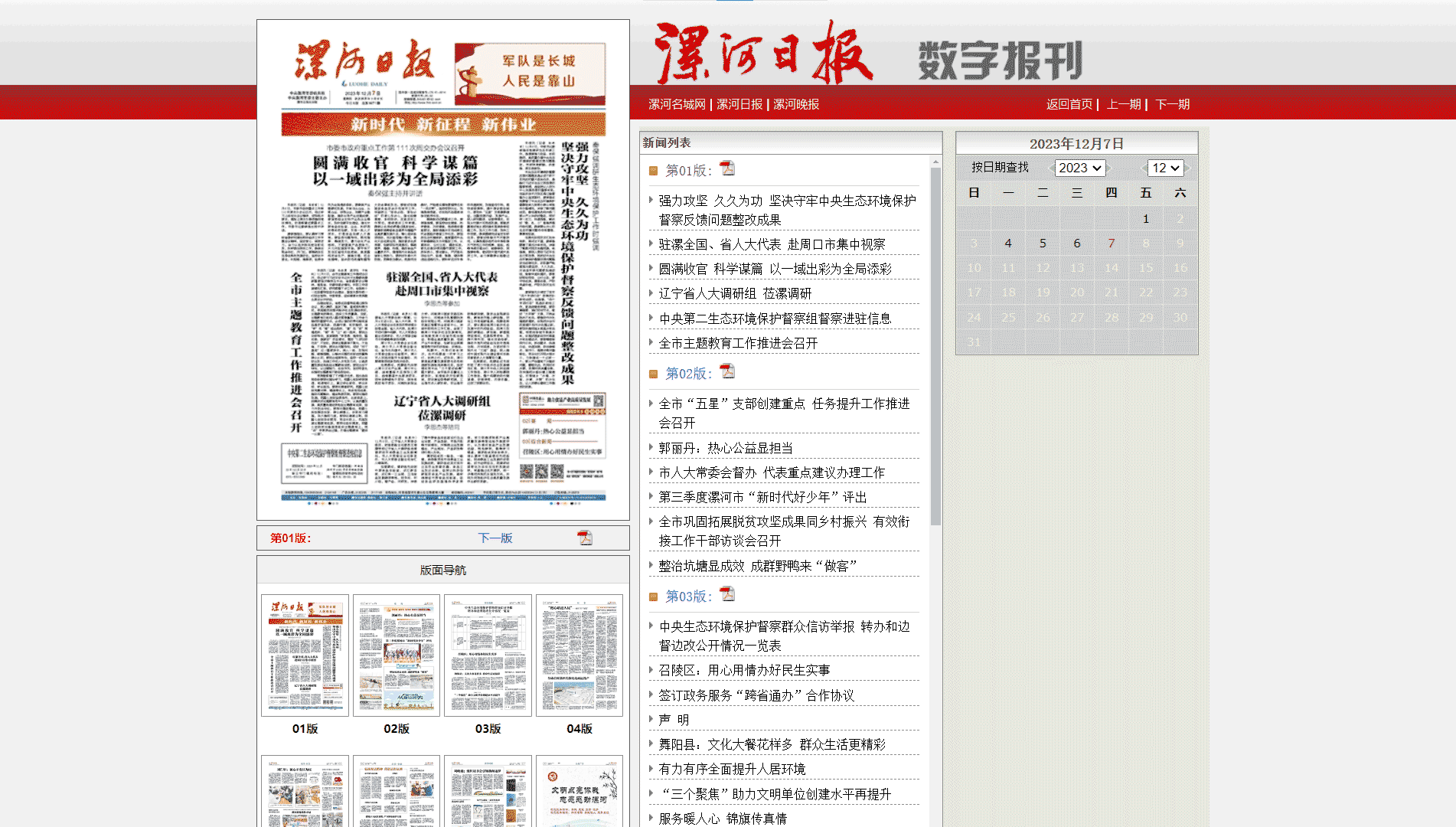 漯河日报网站首屏快照