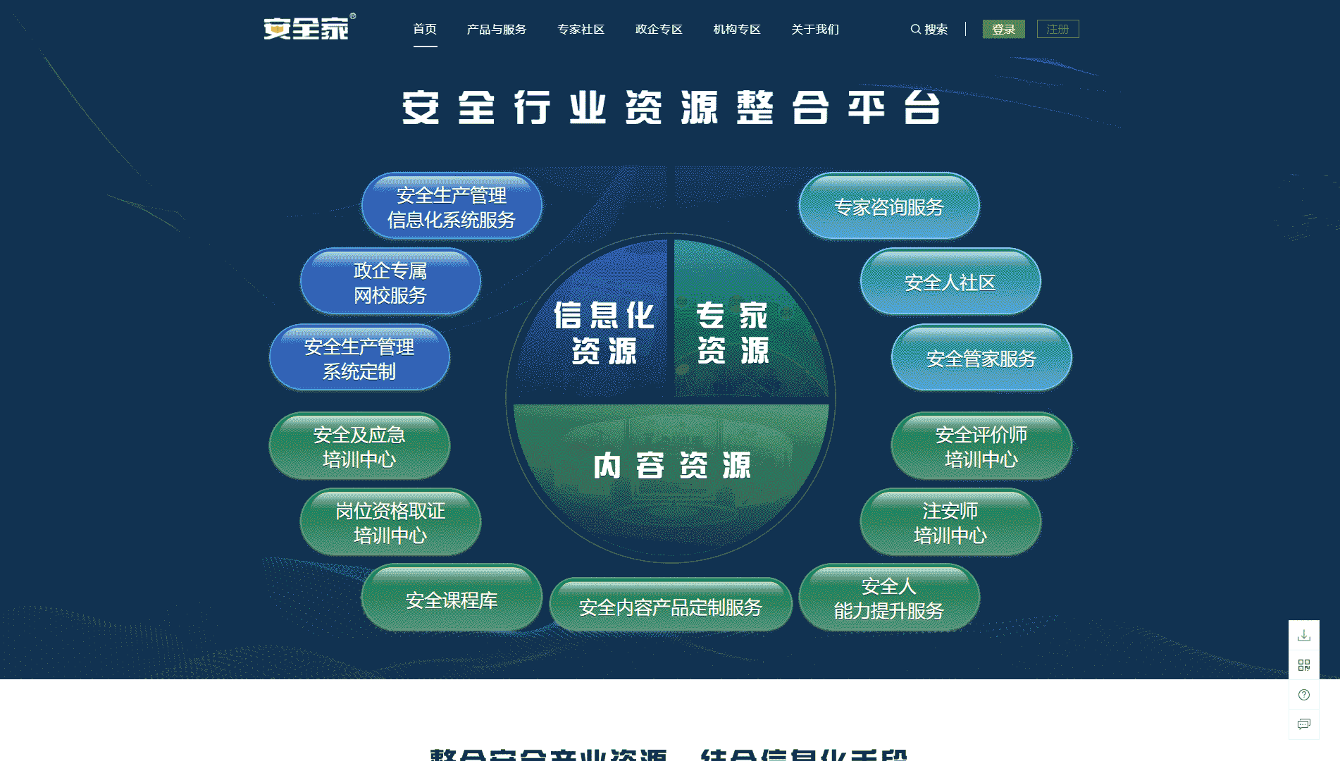 安全家网站首屏快照