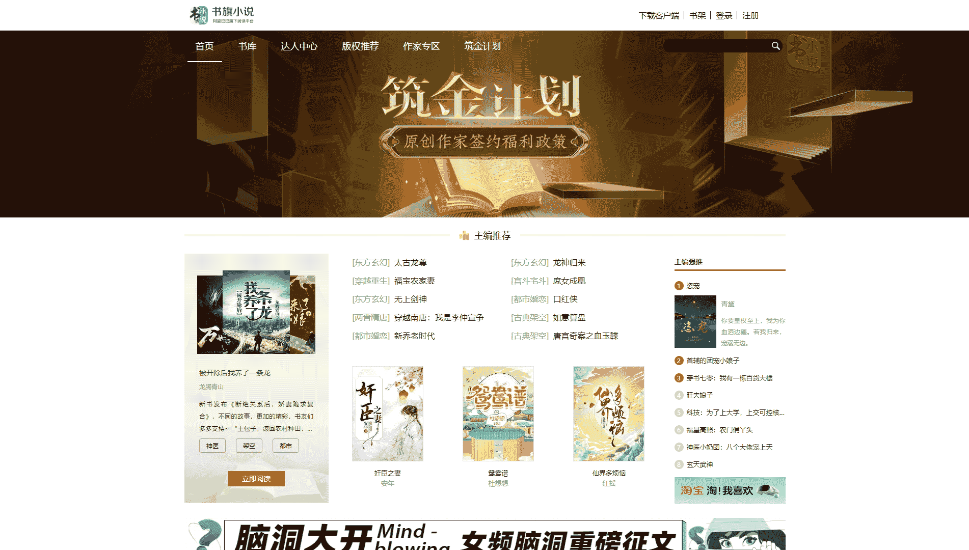 点击查看书旗小说网站首屏快照大图 书旗小说网站首屏快照