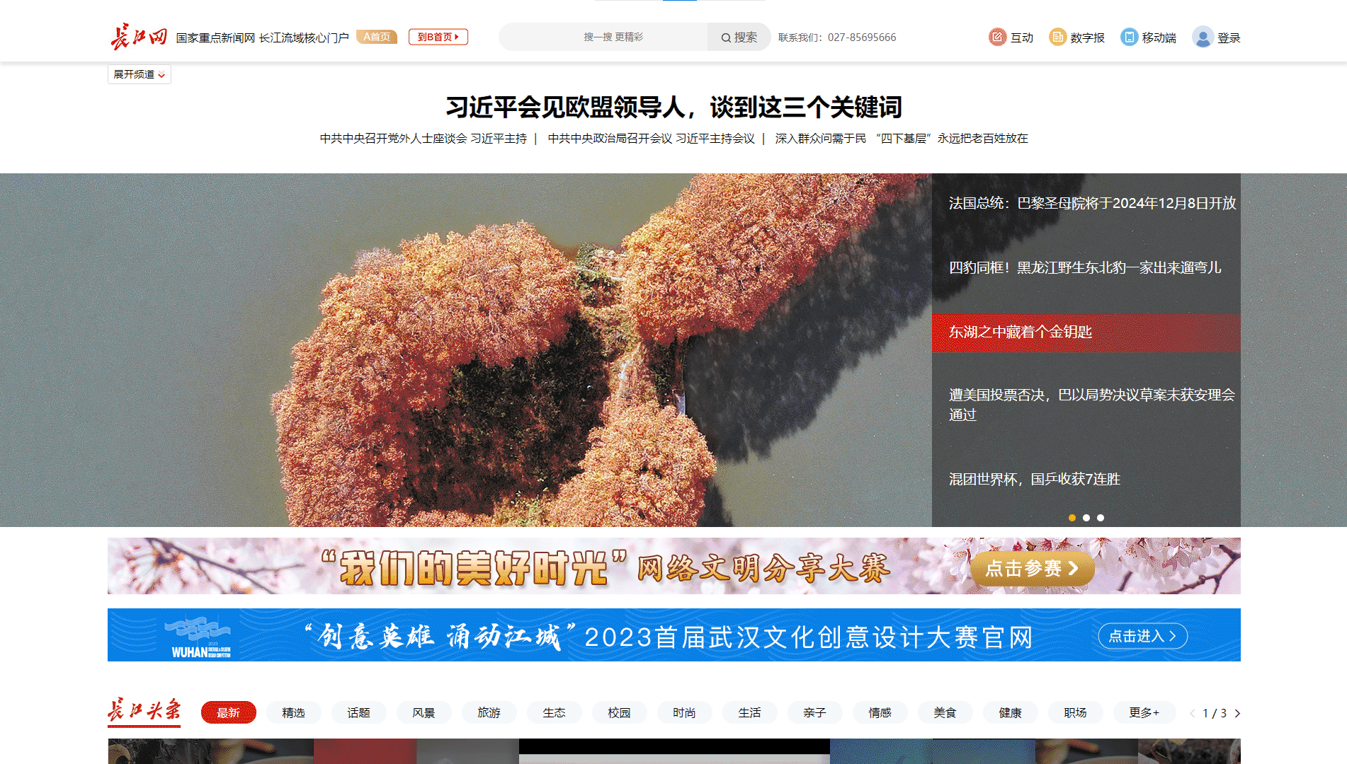 点击查看长江网网站首屏快照大图 长江网网站首屏快照