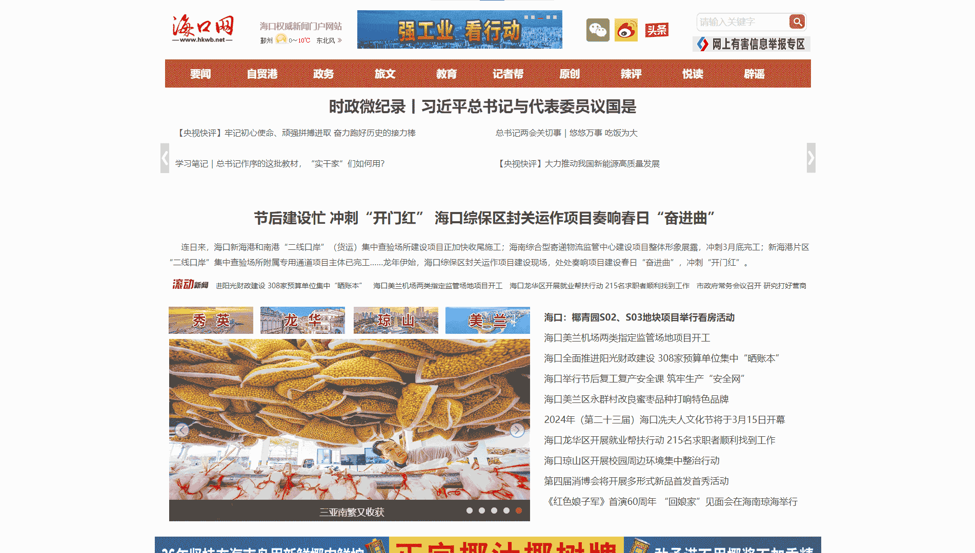 海口网网站首屏快照