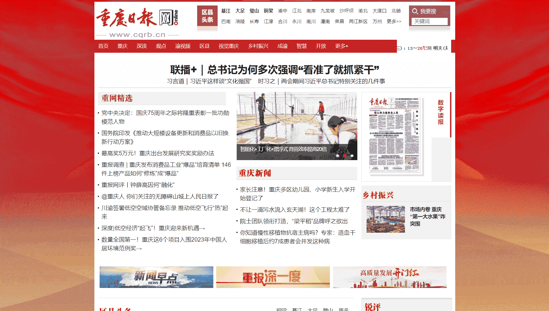 重庆日报网网站首屏快照