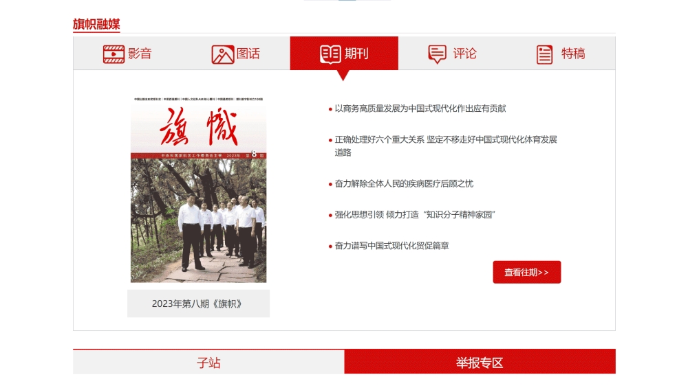 旗帜杂志网站首屏快照