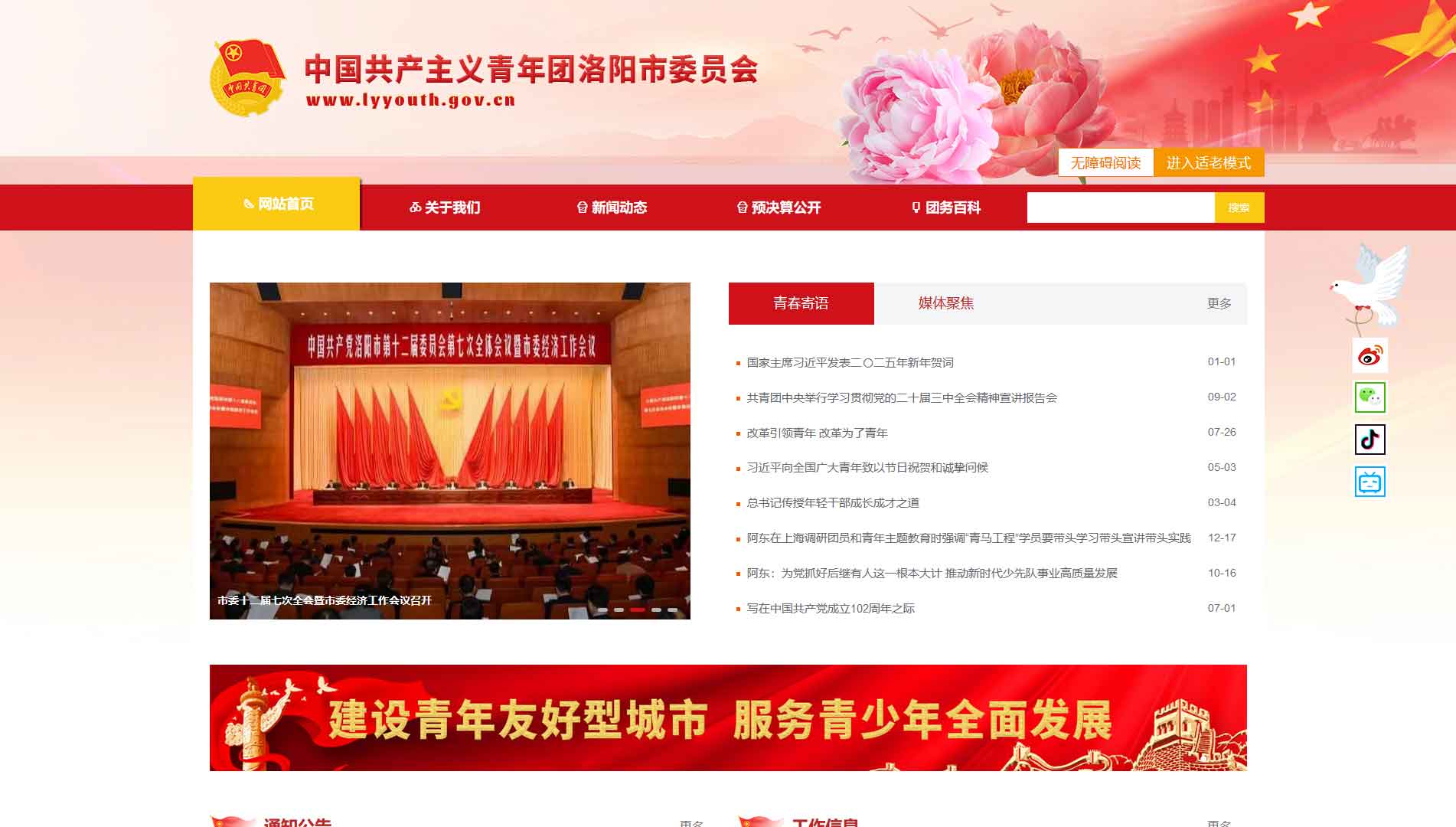 点击查看洛阳共青团网站首屏快照大图 洛阳共青团网站首屏快照