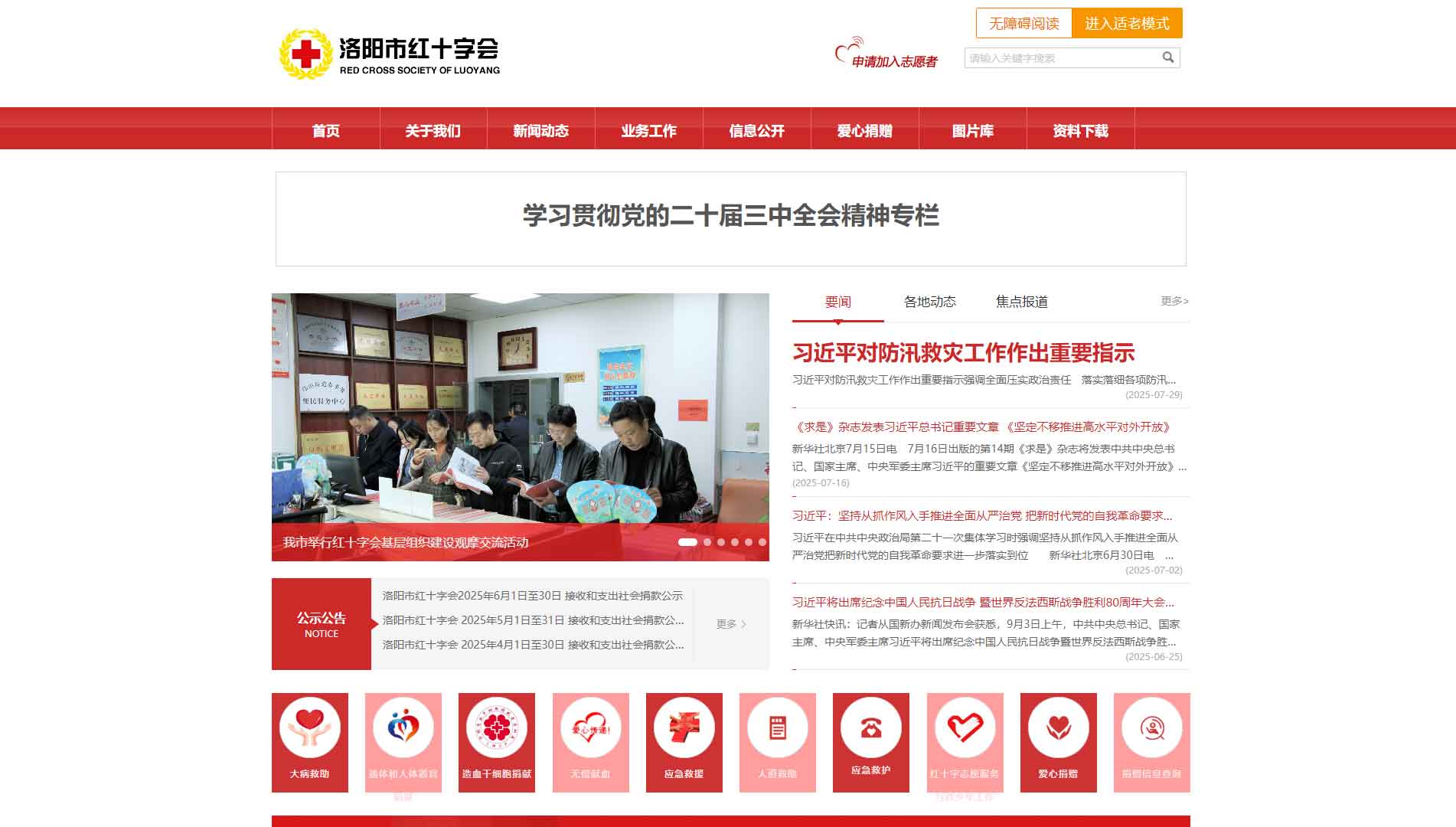 点击查看洛阳市红十字会网站首屏快照大图 洛阳市红十字会网站首屏快照