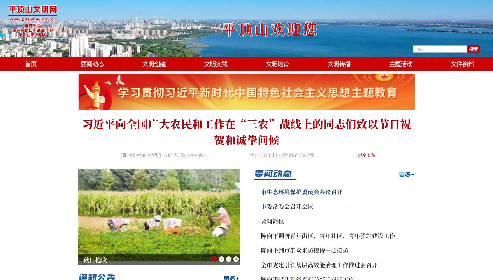 平顶山文明网网站首屏快照