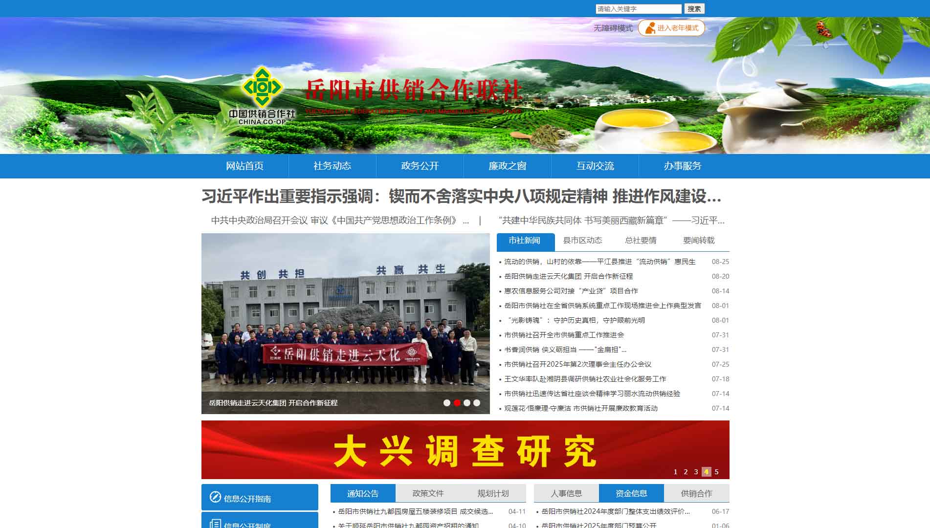 点击查看岳阳市供销社网站首屏快照大图 岳阳市供销社网站首屏快照